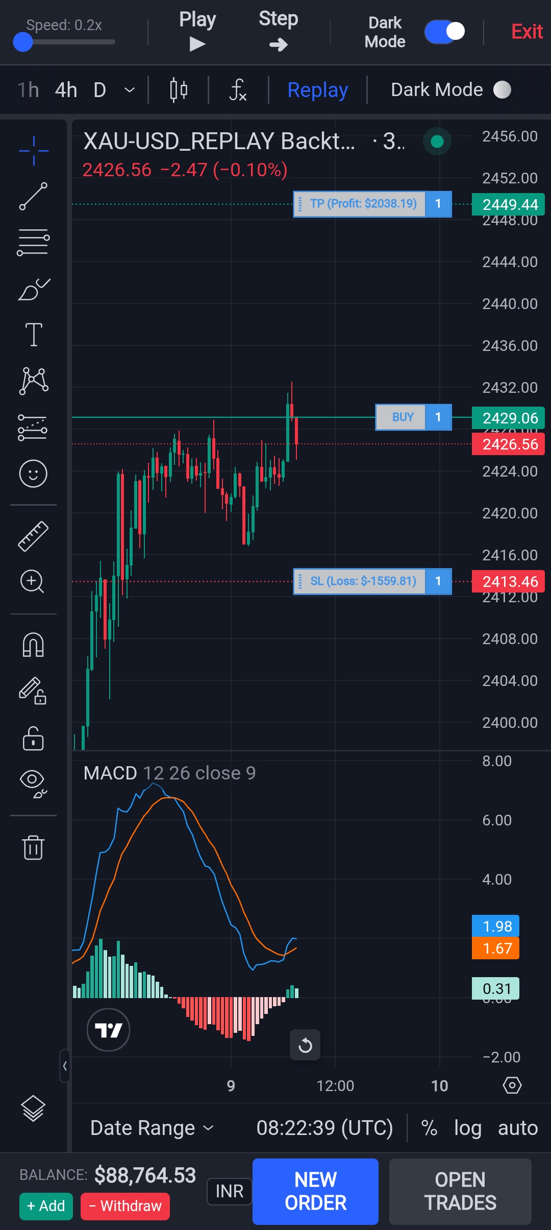 BacktestX Candle Replay